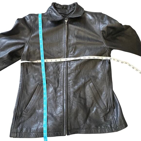 Black Leather JacketWilsons Zip Lg Y2K Retro Grunge - Picture 8 of 8